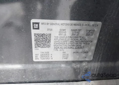 2019 GMC Terrain Slt z USA, uszkodzony, nr VIN 3GKALVEX8KL119357